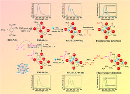 Graphical abstract: Two ratiometric fluorescent sensors originating from functionalized R6G@UiO-66s for selective determination of formaldehyde and amine compounds