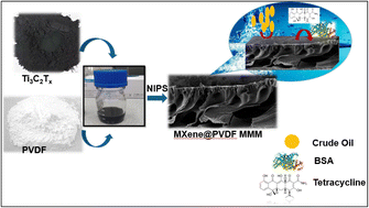 Graphical abstract: Interface engineering of a MXenes/PVDF mixed-matrix membrane for superior water purification: efficient removal of oil, protein and tetracycline