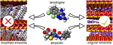 Graphical abstract: Natural versus organophilized smectites as drug adsorbents: experiment and molecular modeling