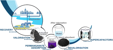 Graphical abstract: Sustainable valorisation of wastewater sludge into activated carbon for permanganate adsorption and reuse in supercapacitors