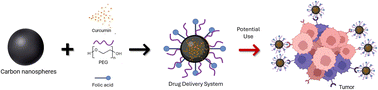 Graphical abstract: Functionalization of carbon nanospheres with curcumin, polyethylene glycol and folic acid: potential use as drug carriers