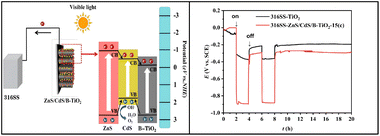 Graphical abstract: Construction of ZnS/CdS/Ti3+-TiO2 heterojunction: synergistic enhancement of visible light harvesting and photocathodic protection performance