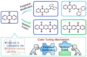 Graphical abstract: The color-tuning mechanism in multi-resonance thermally activated delayed fluorescence emitters: site effects in peripheral modification and skeleton fusion