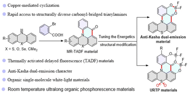 Graphical abstract: Tuning the energetics of carbonyl-bridged triarylamines: from thermally activated delayed fluorescence to anti-Kasha dual-emission and room temperature phosphorescence materials