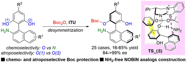 Graphical abstract: Chemo- and atroposelective Boc protection for asymmetric synthesis of NH2-free axially chiral biaryl amino phenols