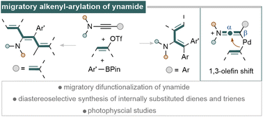 Graphical abstract: Regio-reversed alkenyl–arylation of ynamides via 1,3-olefin shift