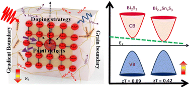 Graphical abstract: Carrier–phonon coupling driven enhanced thermoelectric performance of Sn-substituted bismuth sulphide for intermediate-temperature applications