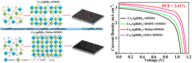 Graphical abstract: Selection of appropriate solvent additives for the preparation of high-performance Cs2AgBiBr6 solar cells