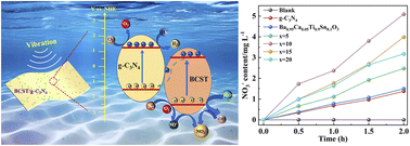 Graphical abstract: Harvesting the vibration energy of Ba0.95Ca0.05Ti0.9Sn0.1O3/g-C3N4 Z-scheme heterojunctions for nitrogen fixation