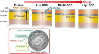 Graphical abstract: Operando and ex situ Raman spectroscopies for evaluating carbon structural changes in anode-free-type sulfide-based all-solid-state Li-ion batteries