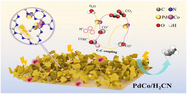 Graphical abstract: Nitrogen vacancies rich C3N4 supported PdCo catalyst for selective photocatalytic CO2 reduction to C2H4