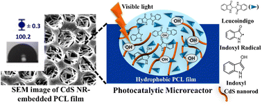 Graphical abstract: Efficient photocatalytic degradation of an insoluble indigo dye by a CdS nanorod-embedded porous polymer film