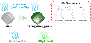 Graphical abstract: Unlocking liquid chemisorption in solid matrices: immobilized deep eutectic solvent-ZIF-8 composites for next-generation CO2 capture