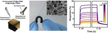 Graphical abstract: Flexible porous PDMS–CNT frameworks with flash-decorated Pd nanoparticles for high-performance hydrogen sensing