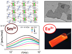 Graphical abstract: Multifunctional Eu(iii) and Sm(iii) coordination polymers built with silane-bridged dicarboxylate ligand: structure, luminescence and magnetism