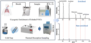Graphical abstract: Study on low temperature enrichment-headspace sampling-proton transfer reaction-mass spectrometry (LTE-HS-PTR-MS) for highly sensitive analysis of trace exhaled VOCs
