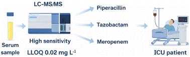 Graphical abstract: Simultaneous measurement of piperacillin, tazobactam and meropenem in patient samples using LC-MS/MS to support β-lactam therapeutic drug monitoring
