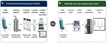 Graphical abstract: Real-time metered dose inhalers (MDIs) characterization by secondary electrospray ionization (SESI)-mass spectrometry: a proof-of-principle study