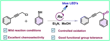 Graphical abstract: Photoredox mediated synthesis of propargylic sulfoxides: a one-step aerobic approach