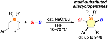 Graphical abstract: Regio- and diastereoselective synthesis of multi-substituted silacyclopentanes by catalytic cyclosilylborylation of styryl(vinyl)silanes