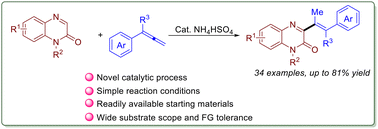 Graphical abstract: An unexpected NH4HSO4-catalyzed C3–H alkenylation of quinoxalin-2(1H)-ones with allenes