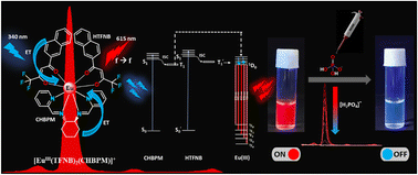 Graphical abstract: Dual-sensitized luminescent Eu(iii) dosimeter for the selective detection of inorganic phosphates via a ligand displacement mechanism