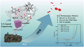 Graphical abstract: Ligand-engineered in situ co-growth of MOF-74/Ni(OH)2 on nickel foam for enhanced oxygen evolution electrocatalysis