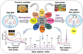 Graphical abstract: Tailored imprinted polymers for selective recognition of sulfonated dyes: extraction of dyes from soft drinks, water and food samples