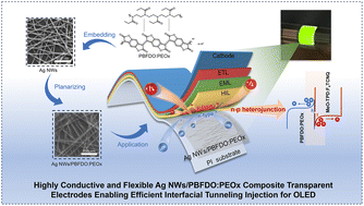 Graphical abstract: Highly conductive and flexible Ag NWs/PBFDO:PEOx composite transparent electrodes enabling efficient interfacial tunneling injection for OLEDs