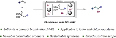 Graphical abstract: Ball-milling synthesis of α-bromoacrylates from solvent-free in situ prepared ethyl diethylbromophosphonate