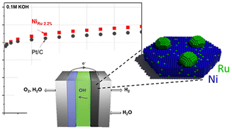 Graphical abstract: Synergistic ruthenium single-atom and nanoparticles in nickel as cooperative catalysts for the alkaline hydrogen evolution reaction