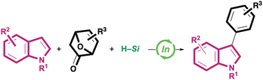 Graphical abstract: SEAr-based reductive arylation of indoles with ketones: skeletal metamorphosis of ketones into aryl architectures