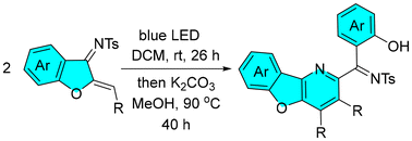 Graphical abstract: Visible light-induced synthesis of benzofuro[3,2-b]pyridines from aurone-derived azadienes