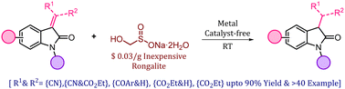 Graphical abstract: Rongalite-mediated hydride-free chemoselective reduction of the C [[double bond, length as m-dash]] C bond of isatin-derived Michael acceptors
