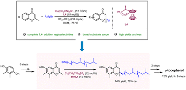 Graphical abstract: Total synthesis of γ-tocopherol via asymmetric 1,4-conjugate addition of alkyl Grignard reagents to 2-methyl chromone