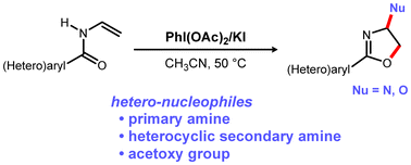 Graphical abstract: Hypervalent iodine-mediated cyclization of N-vinyl amides for the synthesis of 4-functionalized dihydrooxazolines