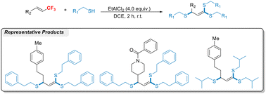 Graphical abstract: EtAlCl2-promoted defluorinative thiolation of α-trifluoromethyl alkenes