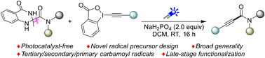 Graphical abstract: Dihydroquinazolinones as photocatalyst-free carbamoyl radical precursors for ynamide formation
