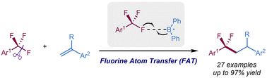 Graphical abstract: Photocatalytic defluoroalkylation of trifluoromethylaromatics with arylethylenes