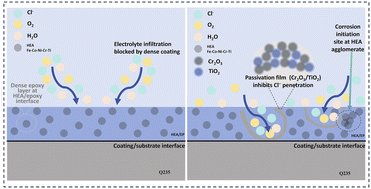 Graphical abstract: Preparation and long-term corrosion resistance of epoxy resin coatings modified by Fe-Co-Ni-Cr-Ti high-entropy alloy