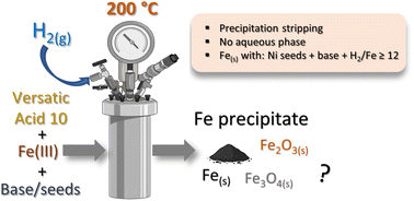 Graphical abstract: Recovery of metallic iron from the loaded organic phase after solvent extraction by precipitation–stripping with hydrogen gas