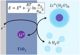 Graphical abstract: How solvent activity and solute solvation control electrode potentials: quantitative insights from Li+ insertion into TiO2
