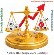 Graphical abstract: Single-atom cocatalysts engineer proton microenvironments for efficient alkaline hydrogen evolution