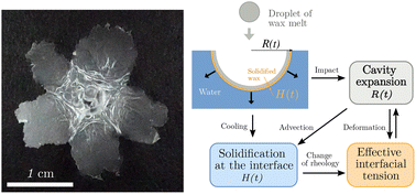 Graphical abstract: Effective interfacial tension of a film solidified during the collision of a molten wax droplet with a water surface