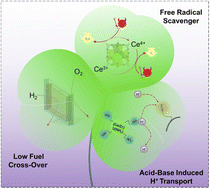 Graphical abstract: Development of a multifunctional aminated Zr/Ce bimetallic MOF-assisted membrane for suppressing radical-induced deterioration in hydrogen fuel cells