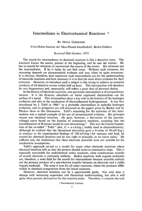 Intermediates in electrochemical reactions