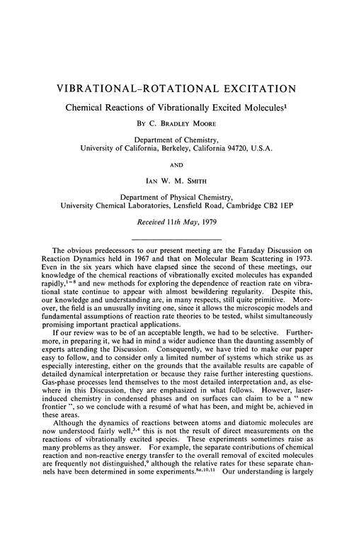 Vibrational–rotational excitation. Chemical reactions of vibrationally excited molecules