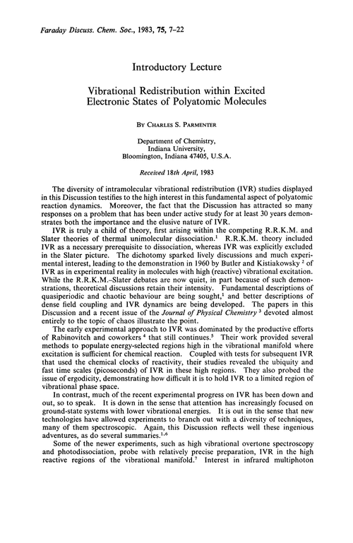 Introductory lecture. Vibrational redistribution within excited electronic states of polyatomic molecules