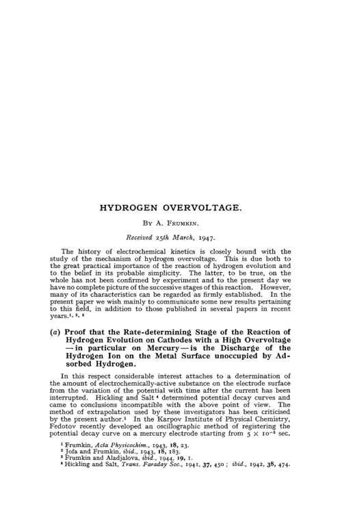 Hydrogen overvoltage