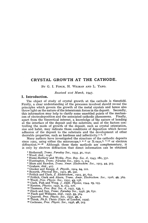 Crystal growth at the cathode